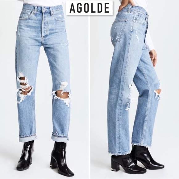 AGOLDE 90s High Rise Loose Fit Jeans Fall Out Wash
Distressed Denim 23 A069C-811 - Picture 3 of 16